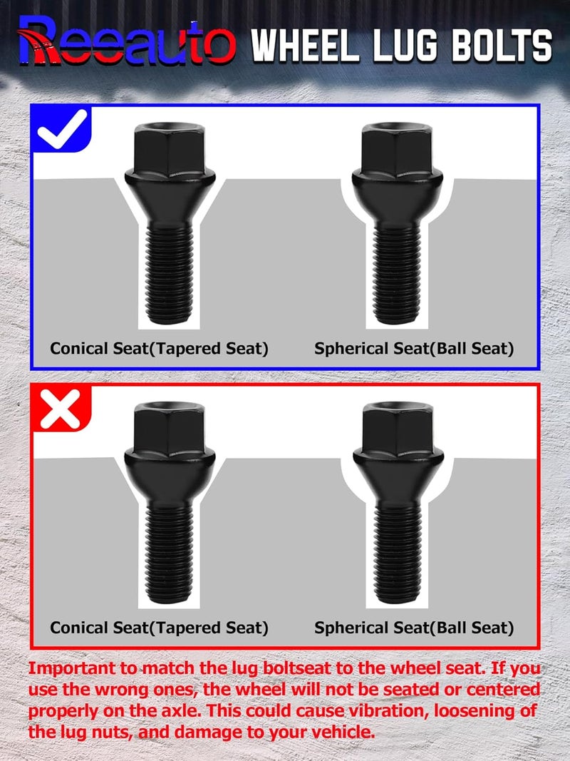Reeauto Set of 20, 36136781151 Wheel Lug Bolts 14mm x 1.25 Studs Compatible with F30 F35 F10 F25 X3 E70 X5 - Image 3